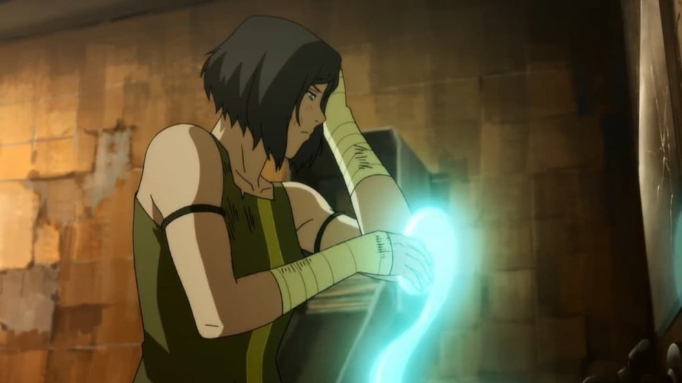 Korra healing herself in The Legend of Korra