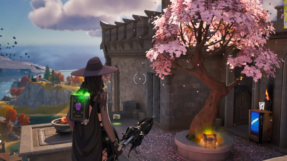 Cherry Blossom tree display in Fortnite.