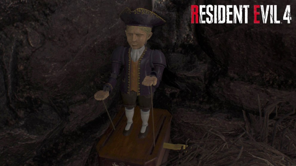 Clockwork Castellan in Resident Evil 4 Remake with RE4 logo