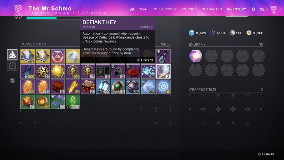 Destiny 2 Defiant Keys