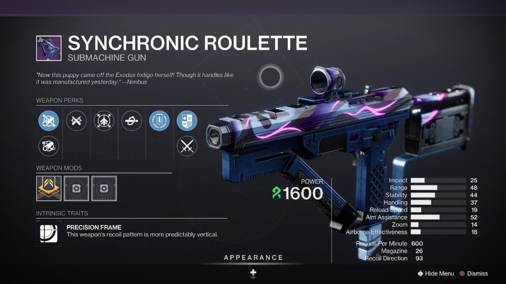 Destiny 2 Legendary SMG