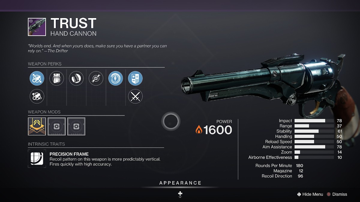 Destiny 2 Legendary Hand Cannon