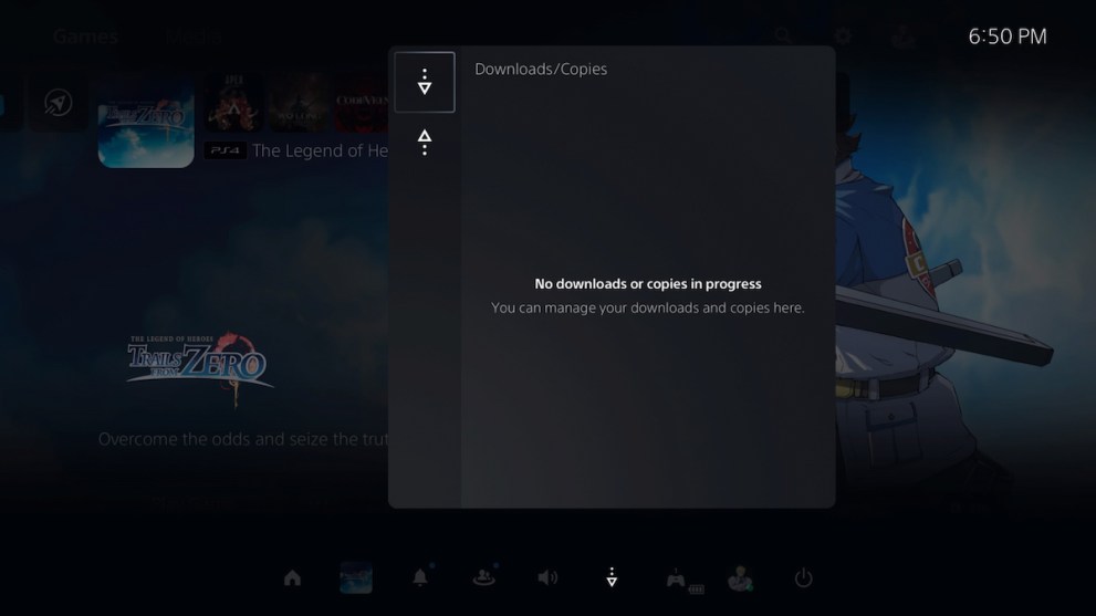 PlayStation 5 Downloads Menu