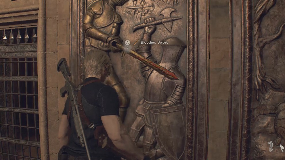 Resident Evil 4 Remake Bloodied Sword Mural.