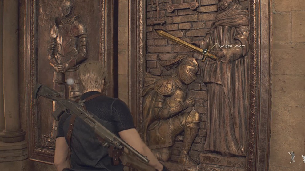 Resident Evil 4 Remake Golden Sword Mural.