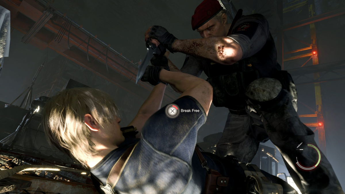 Resident Evil 4 Remake Krauser fight in-game screenshot