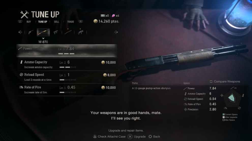 w-870 shotgun in resident evil 4 remake