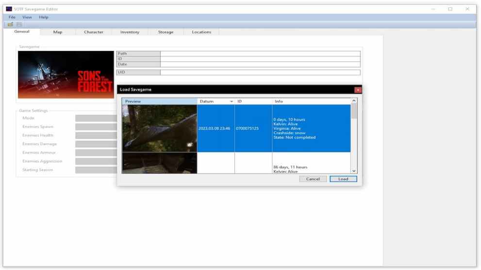 Save Game editor mod in Sons of the Forest