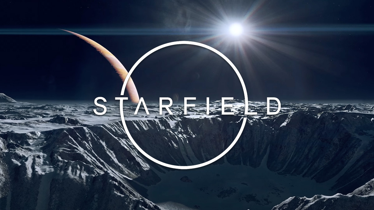 Starfield logo on space image from Starfield