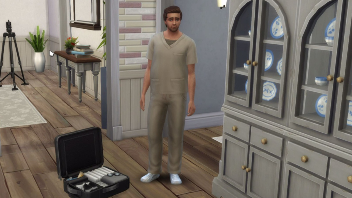 a Sim standing by an open luggage in Sims 4 Growing Together.