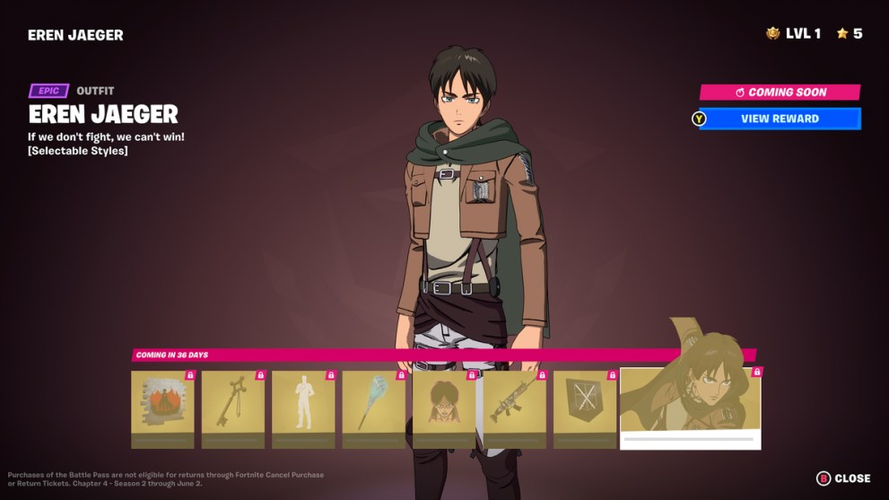 How to Get Eren Yeager Skin in Fortnite Chapter 4 Season 2