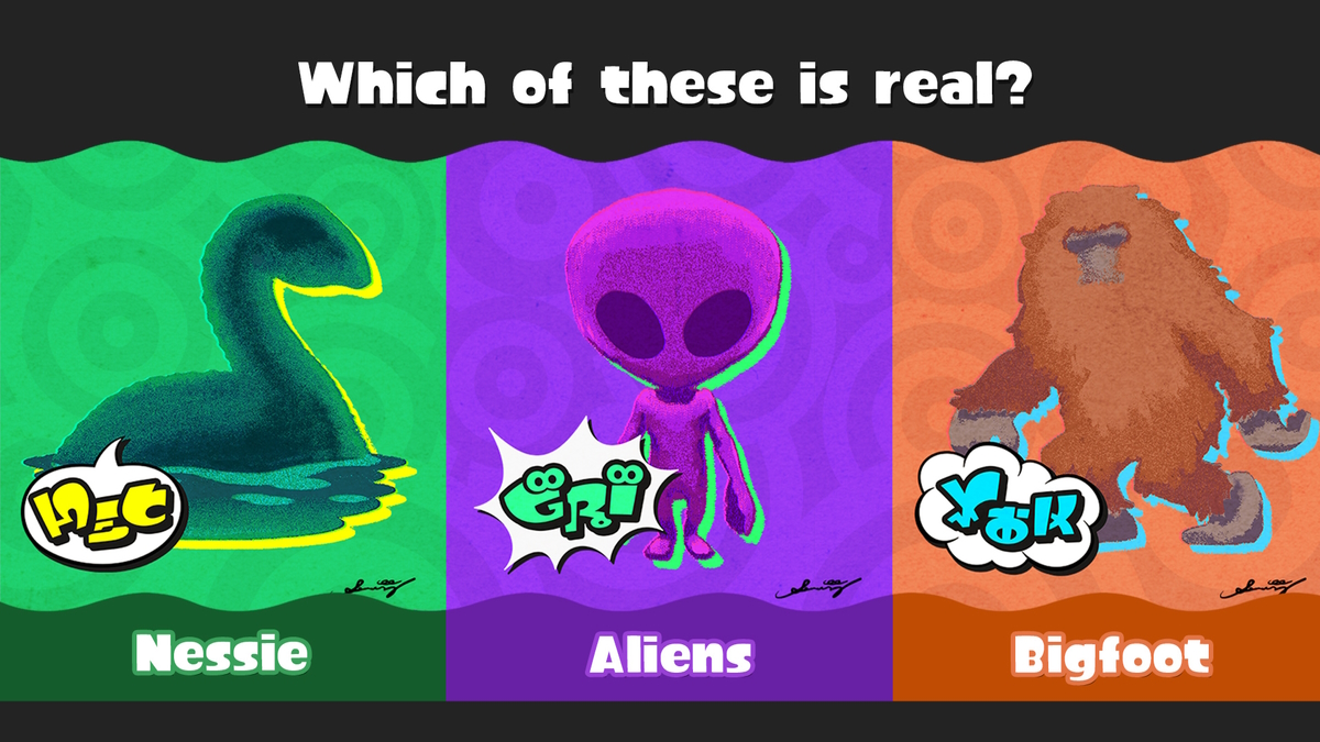 splatoon 3 splatfest nessie aliens bigfoot