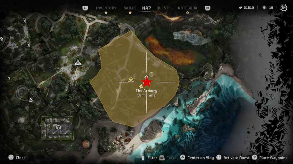 The Armory Map Waypoint in Burning Shores