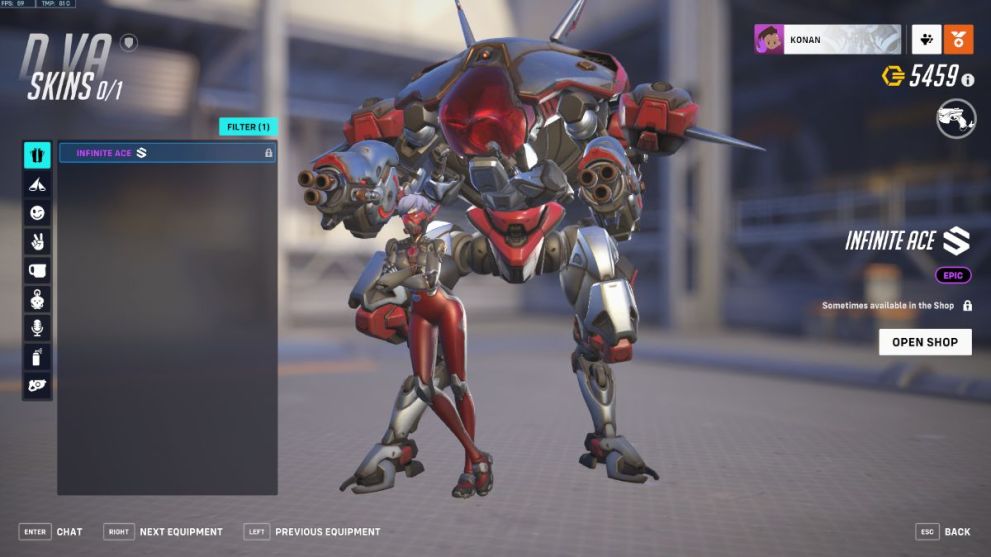 D.Va's Infinite Ace skin in Overwatch 2