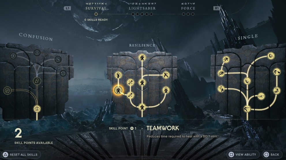 Resilience Skill Tree Upgraded in Star Wars Jedi: Survivor