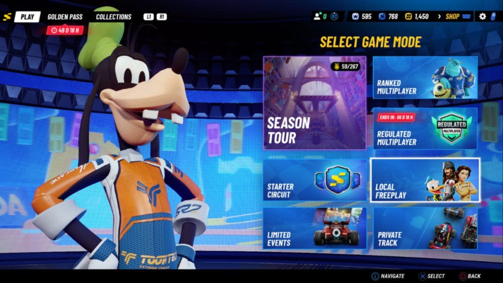 Disney Speedstorm main menu. 