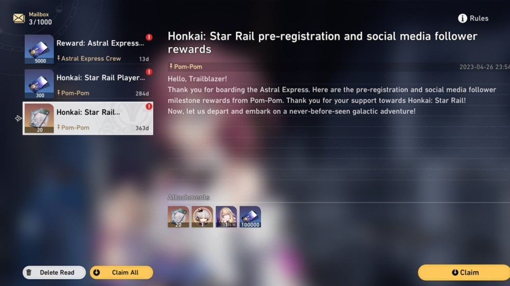 Pre-Registration Rewards