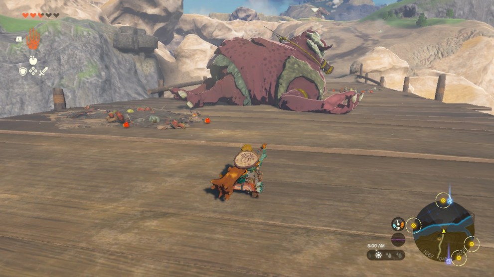 Hinox sleeping on Carok Bridge Legend of Zelda Tears of the Kingdom