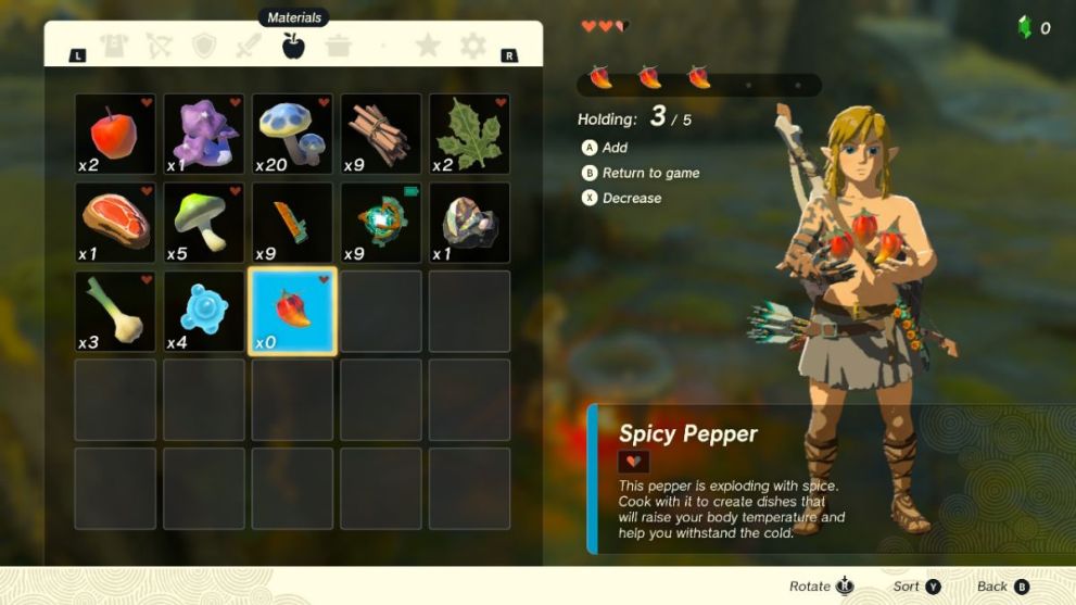 Cooking food in Zelda: Tears of the Kingdom