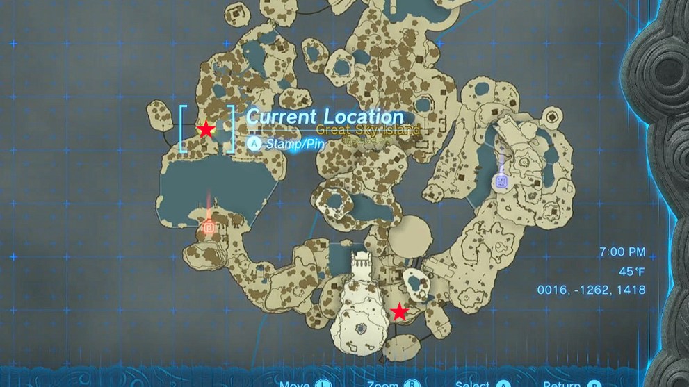 Zelda TOTK Great Sky Island Korok locations.