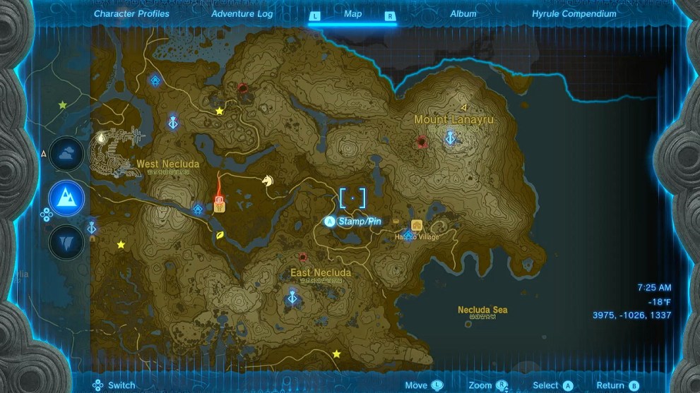 Hateno Village location in Zelda TOTK.