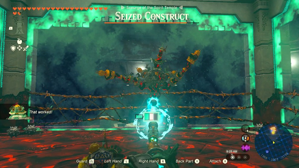 Seized Construct Boss Fight in Zelda TOTK.