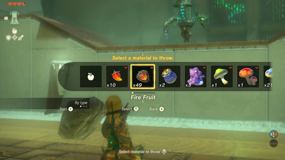 Zelda TOTK Yamiyo Shrine Selecting Projectiles.