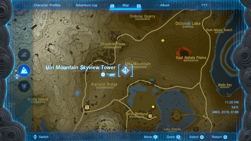 ulri mountain skyview tower location in zelda totk