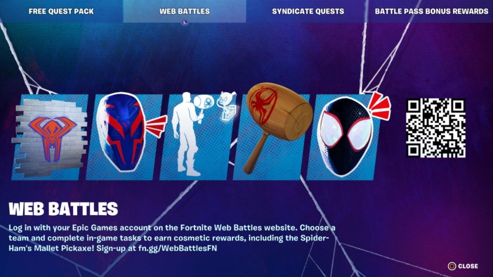 All Spider-Verse cosmetics in Fornite Web Battles