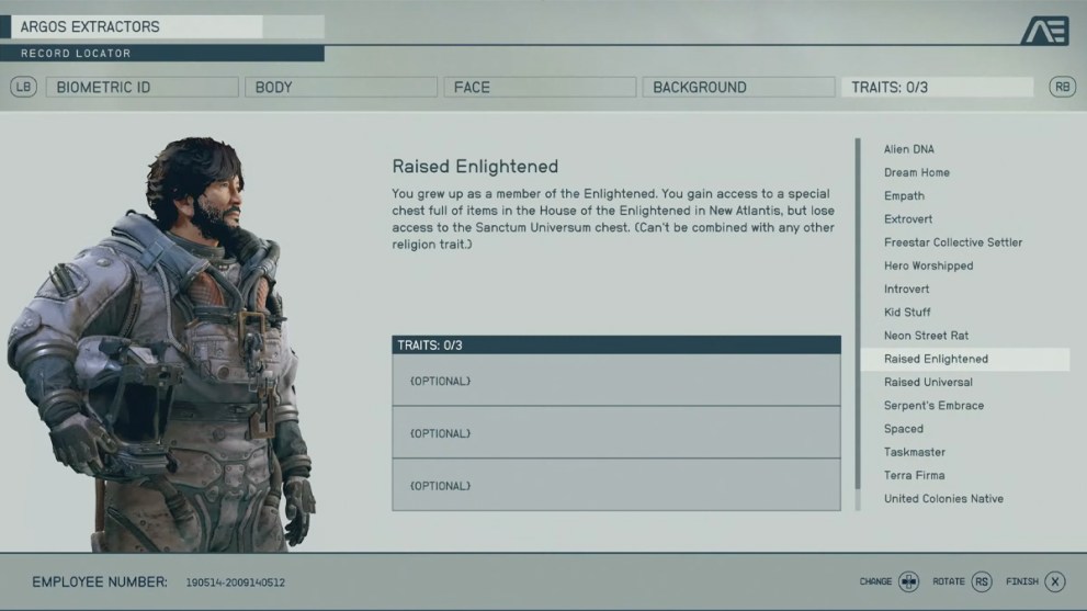 Raised Enlightened Trait in Starfield