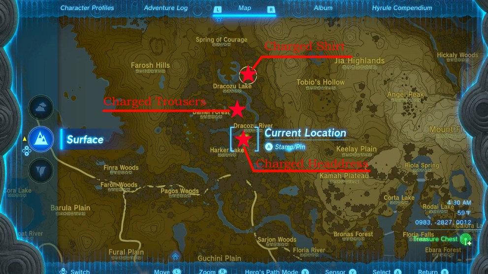 Charged armor set location in Zelda TOTK.