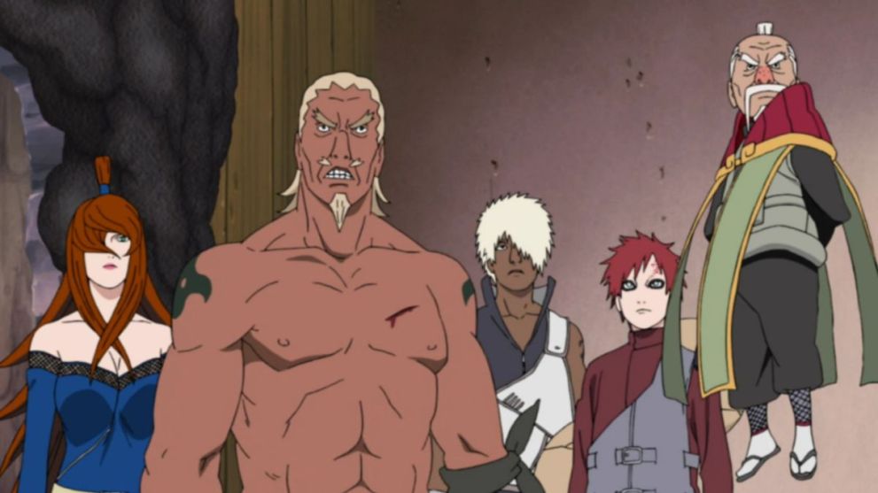 four of the five kage and Darui in Naruto