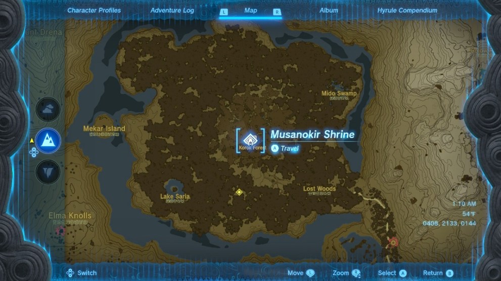 the location of musanokir shrine in zelda tears of the kingdom