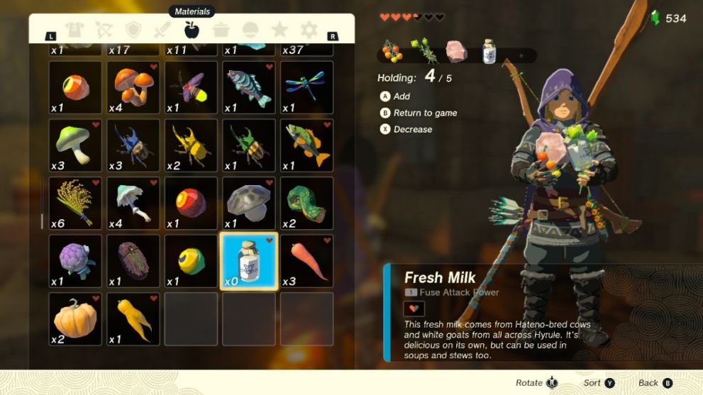 How to make Cream of Vegetable Soup in Zelda: Tears of the Kingdom