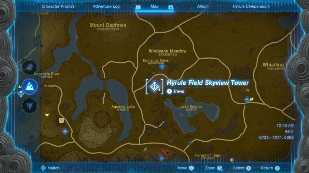 where to locate hyrule field skyview tower